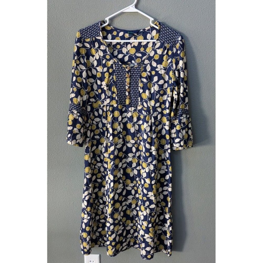 Boden Women's Dress Midi Floral Cottagecore Button Bell Sleeves 10R
